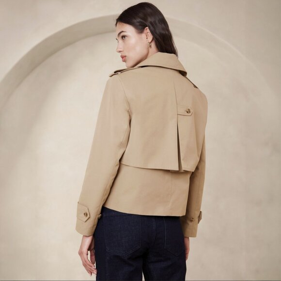 Banana Republic Factory Maverick Tan Oversized Short Trench Coat Women's XXL - Picture 3 of 11